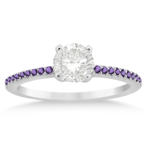 Amethyst Accented Engagement Ring Setting 18k White Gold 0.18ct - All
