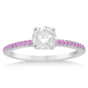 Pink Sapphire Accented Engagement Ring Setting 14k White Gold 0.18ct - All
