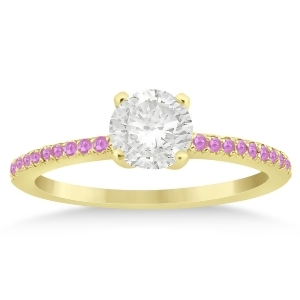 Pink Sapphire Accented Engagement Ring Setting 14k Yellow Gold 0.18ct - All