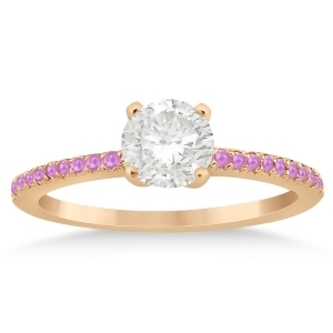 Pink Sapphire Accented Engagement Ring Setting 14k Rose Gold 0.18ct - All