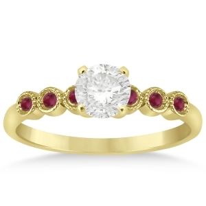 Ruby Bezel Set Engagement Ring Setting 14k Yellow Gold 0.09ct - All