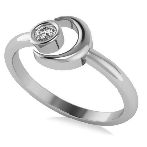 Diamond Crescent Moon Fashion Ring 14k White Gold 0.10ct - All