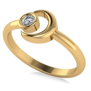 Diamond Crescent Moon Fashion Ring 14k Yellow Gold 0.10ct - All