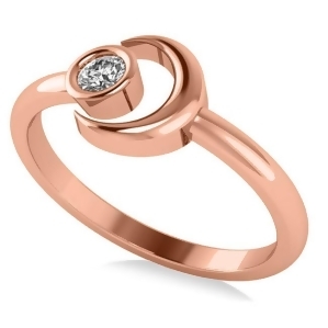 Diamond Crescent Moon Fashion Ring 14k Rose Gold 0.10ct - All