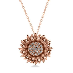 Sunflower Diamond Pendant Necklace 14k Rose Gold 0.19ct - All