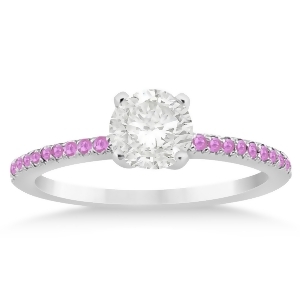 Pink Sapphire Accented Engagement Ring Setting 18k White Gold 0.18ct - All