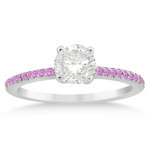 Pink Sapphire Accented Engagement Ring Setting Palladium 0.18ct - All