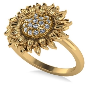 Diamond Sunflower Fashion Ring 14k Yellow Gold 0.19ct - All
