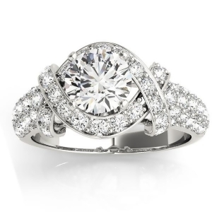 Diamond Twisted Engagement Ring Setting 14k White Gold 0.58ct - All
