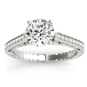 Diamond Antique Style Engagement Ring Setting 18k White Gold 0.10ct - All