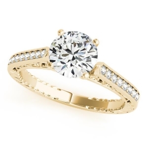 Diamond Antique Style Engagement Ring Setting 18k Yellow Gold 0.10ct - All