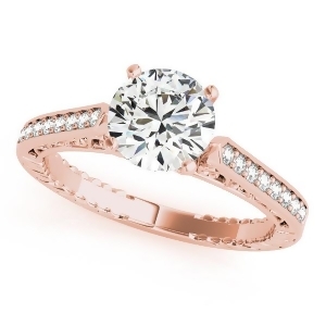 Diamond Antique Style Engagement Ring Setting 18k Rose Gold 0.10ct - All