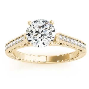Diamond Antique Style Engagement Ring Setting 14k Yellow Gold 0.10ct - All