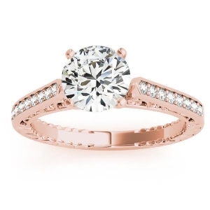 Diamond Antique Style Engagement Ring Setting 14k Rose Gold 0.10ct - All
