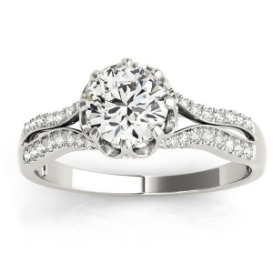 Diamond Twisted Style Engagement Ring Setting 14k White Gold 0.18ct - All