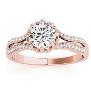 Diamond Twisted Style Engagement Ring Settting 18k Rose Gold 0.18ct - All