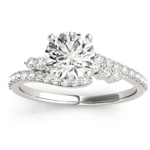 Diamond Bypass Engagement Ring Setting 18k White Gold 0.45ct - All