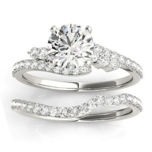 Diamond Accented Bypass Bridal Set Setting 14k White Gold 0.74ct - All