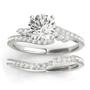 Diamond Accented Bypass Bridal Set Setting Palladium 0.74ct - All