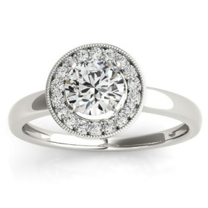 Diamond Accented Halo Engagement Ring Setting 14k White Gold 0.10ct - All