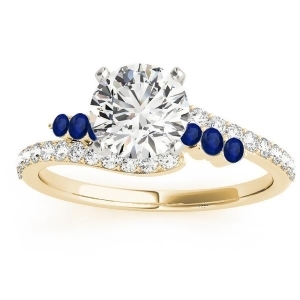 Diamond and Blue Sapphire Bypass Engagement Ring 14k Yellow Gold 0.45ct - All