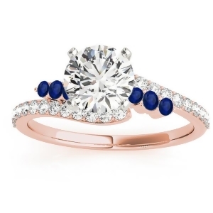 Diamond and Blue Sapphire Bypass Engagement Ring 14k Rose Gold 0.45ct - All