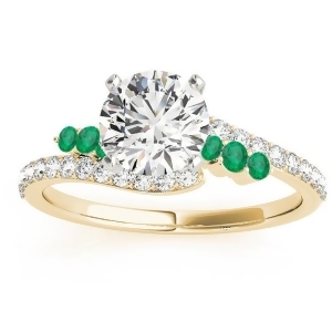 Diamond and Emerald Bypass Engagement Ring 14k Yellow Gold 0.45ct - All