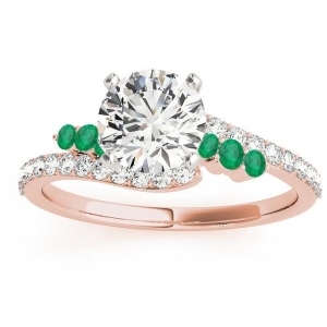 Diamond and Emerald Bypass Engagement Ring 14k Rose Gold 0.45ct - All