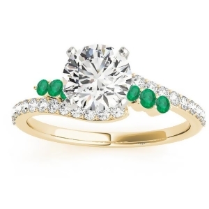 Diamond and Emerald Bypass Engagement Ring 18k Yellow Gold 0.45ct - All