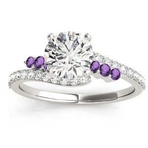 Diamond and Amethyst Bypass Engagement Ring 14k White Gold 0.45ct - All