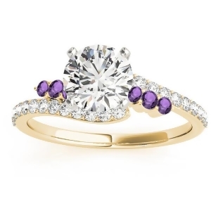 Diamond and Amethyst Bypass Engagement Ring 14k Yellow Gold 0.45ct - All