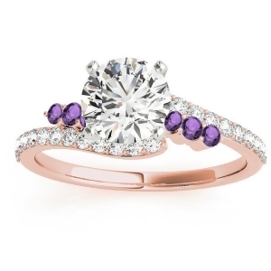 Diamond and Amethyst Bypass Engagement Ring 14k Rose Gold 0.45ct - All