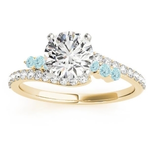 Diamond and Aquamarine Bypass Engagement Ring 14k Yellow Gold 0.45ct - All