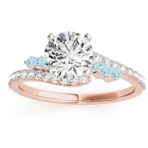 Diamond and Aquamarine Bypass Engagement Ring 14k Rose Gold 0.45ct - All