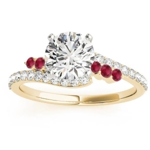 Diamond and Ruby Bypass Engagement Ring 14k Yellow Gold 0.45ct - All