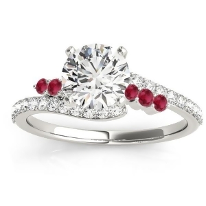 Diamond and Ruby Bypass Engagement Ring 18k White Gold 0.45ct - All