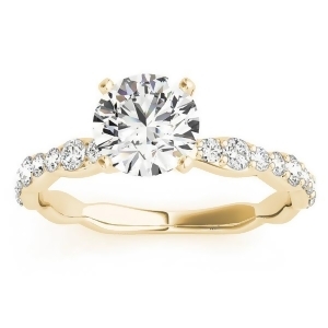 Solitaire Contoured Shank Diamond Engagement Ring 14k Yellow Gold 0.33ct - All