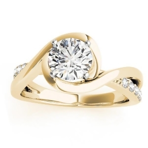 Solitaire Bypass Diamond Engagement Ring 14k Yellow Gold 0.13ct - All