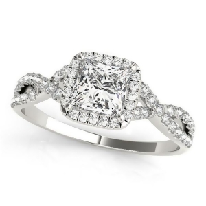 Twisted Princess Diamond Engagement Ring 14k White Gold 1.00ct - All