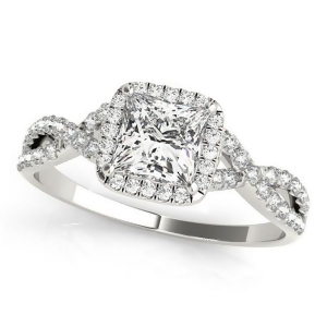 Twisted Princess Diamond Engagement Ring 14k White Gold 0.50ct - All