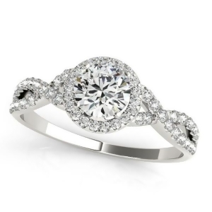 Twisted Round Diamond Engagement Ring 14k White Gold 1.50ct - All