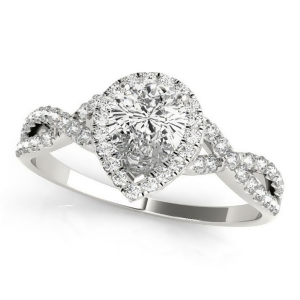 Twisted Pear Diamond Engagement Ring 14k White Gold 1.50ct - All