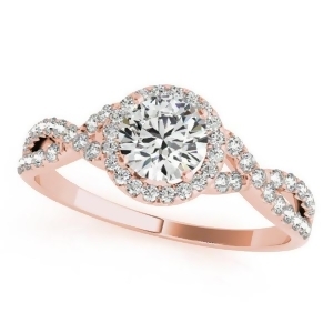 Twisted Round Diamond Engagement Ring 14k Rose Gold 1.00ct - All