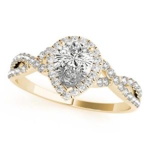 Twisted Pear Diamond Engagement Ring 14k Yellow Gold 1.00ct - All