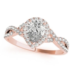 Twisted Pear Diamond Engagement Ring 18k Rose Gold 1.00ct - All