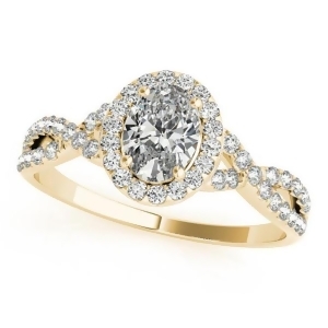 Twisted Oval Diamond Engagement Ring 14k Yellow Gold 1.00ct - All