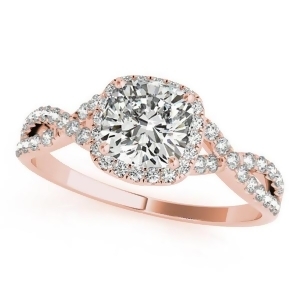 Twisted Cushion Diamond Engagement Ring 18k Rose Gold 1.50ct - All