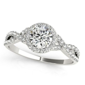 Twisted Round Diamond Engagement Ring Platinum 0.50ct - All