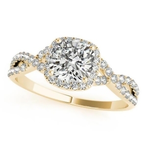 Twisted Cushion Diamond Engagement Ring 14k Yellow Gold 1.50ct - All