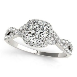Twisted Cushion Diamond Engagement Ring Platinum 1.50ct - All